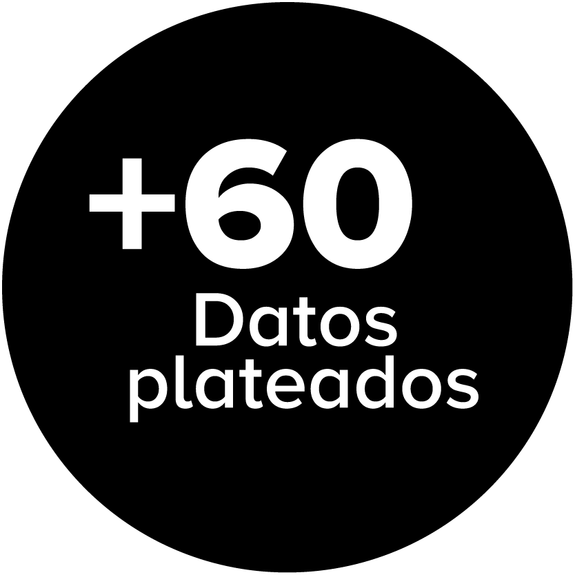 +60 Datos Plateados logo en blanco y negro